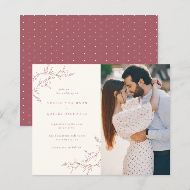 Lámina Crema de presupuesto y Boda de fotos de follaje ro (Anverso / Reverso)