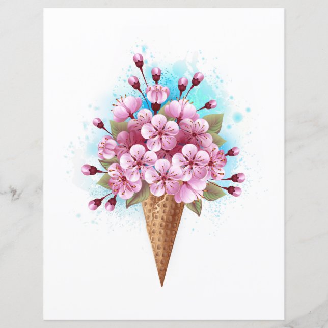 Lámina Crema rosa de hielo Sakura Waffle Cone (Anverso)