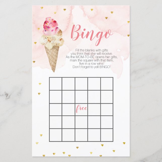 Lámina Crema rosa de oro Purpurina de bebé ducha Bingo Ju (Anverso)