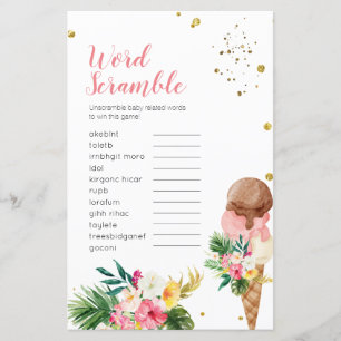 Lámina Crema tropical de helado Word Scramble Bridal Show