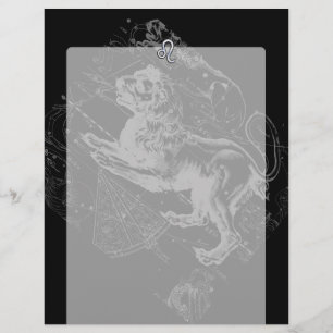 Lámina Cromado como Leo Zodiac Constellation Map Hevelius