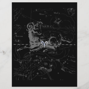 Lámina Cromo como el Rótulo Aries Zodiac en Hevelius Blac