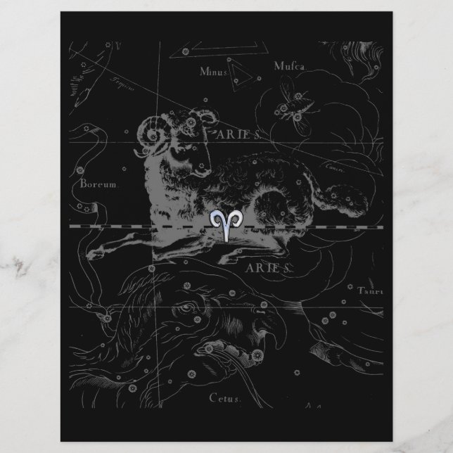 Lámina Cromo como el Rótulo Aries Zodiac en Hevelius Blac (Anverso)