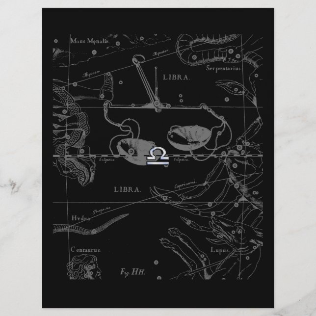 Lámina Cromo plateado como signo zodiacal de Libra en Hev (Anverso)