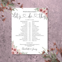 Cronograma de Boda con Letra Floral Rosa Polvorien