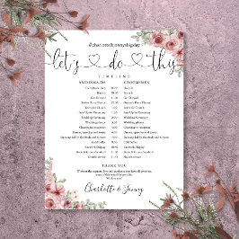 Lámina Cronograma de Boda con Letra Floral Rosa Polvorien