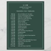 Cronología de Boda con Monograma Simple en Verde B