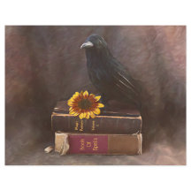 Crow Vintage Gótico Viejos Libros Arte Girasol