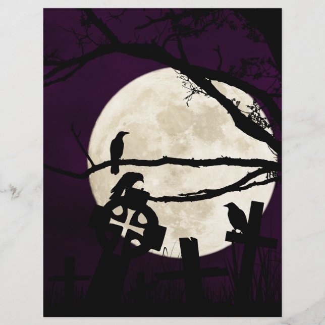 Lámina Crows and Crosses Halloween Scrapbook Paper (Anverso)