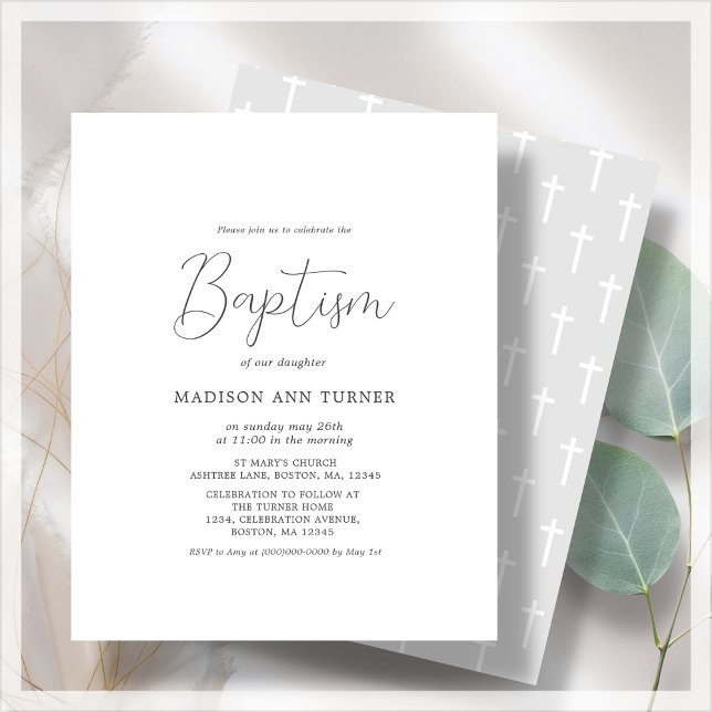 Lámina Cruz gris | Invitación presupuestaria al bautismo (Subido por el creador)