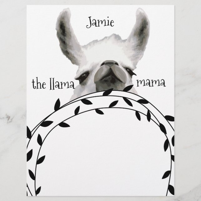Lámina Cuadernos Llama Mama Tu Nombre (Anverso)