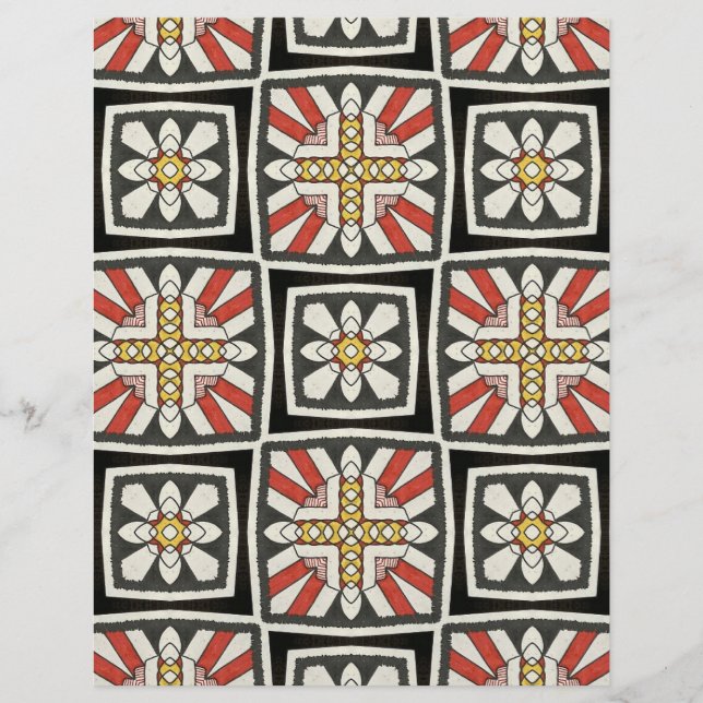 Lámina Cuadrados africanos Papel de cuadernillo amarillo  (Anverso)