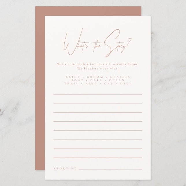 Lámina ¿Cuál es la historia | Juego de la ducha de novia  (Anverso / Reverso)