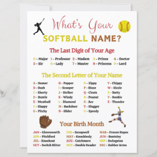 Lámina ¿Cuál es tu juego de nombres de Softball?