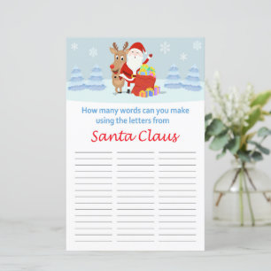 Lámina Cuántas palabras puedes hacer de Santa Claus