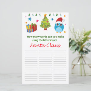 Lámina Cuántas palabras puedes hacer de Santa Claus