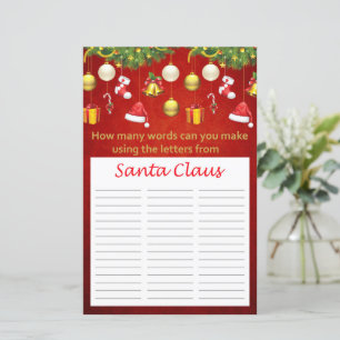 Lámina Cuántas palabras puedes hacer de Santa Claus