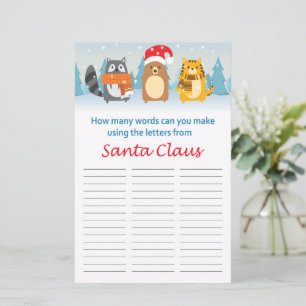 Lámina Cuántas palabras puedes hacer de Santa Claus