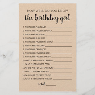 Lámina ¿Cuánto conoces a la cumpleañera?