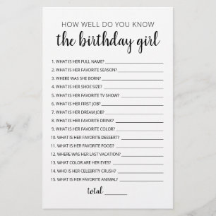 Lámina ¿Cuánto conoces a la cumpleañera?