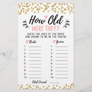 Lámina ¿Cuántos años tenían el juego Bridal Shower o Hen 