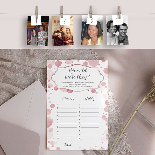 Lámina "¿Cuántos años tenían?" Juego de Baby Shower de Ma (How old were they? )