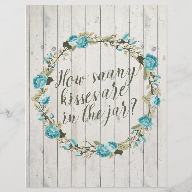 Lámina ¿Cuántos besos hay en el juego de ducha Jar Bridal (Anverso)