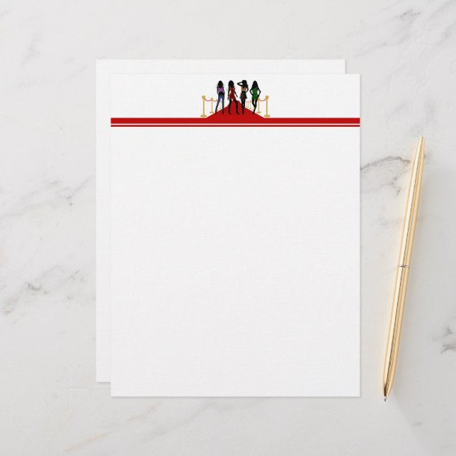 Lámina Cuatro modelos de moda posando sobre la alfombra r (Anverso/Reverso In Situ)