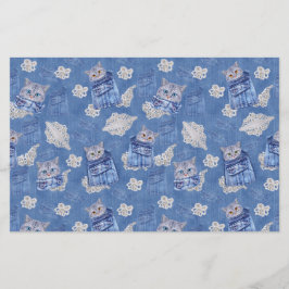 Lámina Cubos de Denim Jean, gatitos y encaje