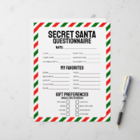 Cuestionario secreto de regalo de Santa Claus