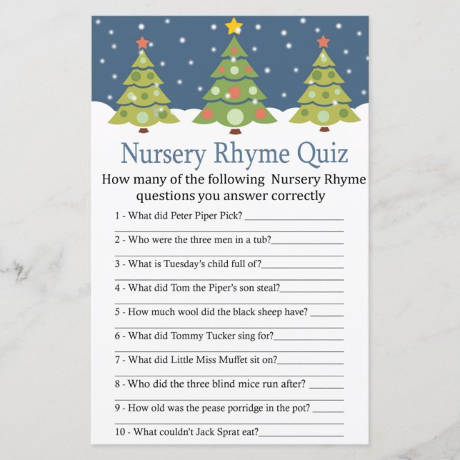 Lámina Cuidado árbol de navidad Rhyme Prueba de bebé (Anverso)