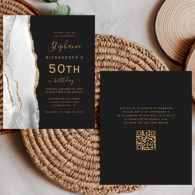 Lámina Cumpleaños 50 Presupuesto Gris Oro Ágata Código QR (Subido por el creador)