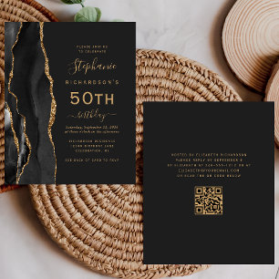Lámina Cumpleaños 50 Presupuesto Negro Ágata Código QR