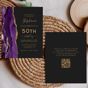Lámina Cumpleaños 50 Presupuesto Púrpura Ágata Código QR