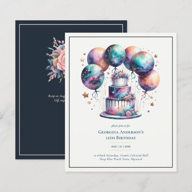 Lámina Cumpleaños Cósmico Celestial Galaxia Noche Estrell (Anverso / Reverso)