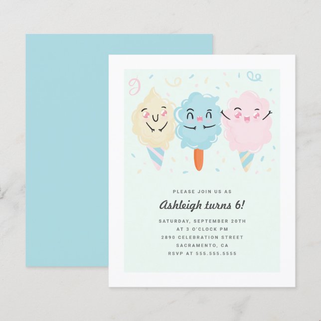 Lámina Cumpleaños de los niños de la golosina de azúcar d (Anverso / Reverso)