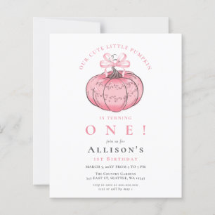 Lámina Cumpleaños de niña de otoño de calabaza rosa con l