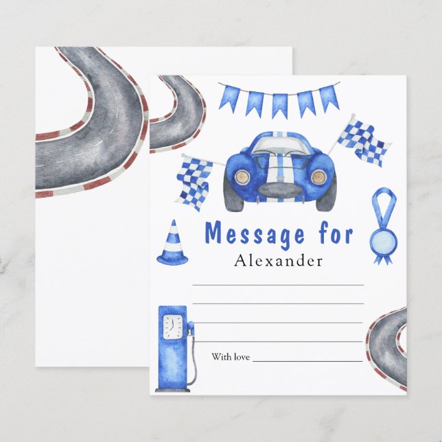 Lámina Cumpleaños de Race Car - Mensaje de la cápsula del (Anverso / Reverso)