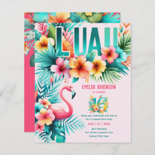 Lámina Cumpleaños del Fiesta de la piscina tropical de Lu