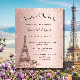 Lámina Cumpleaños del presupuesto Invitación de París ros
