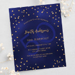 Lámina Cumpleaños estrellas azul marino número invitación<br><div class="desc">Una glamorosa invitación a la fiesta de cumpleaños para él y ella. Un fondo azul marino adornado con falsas estrellas doradas. El color azul es desigual. Personalice y agregue un nombre y detalles del fiesta. Texto dorado. Un gran número de edad como marca de agua. Fondo azul marino y estrellas...</div>