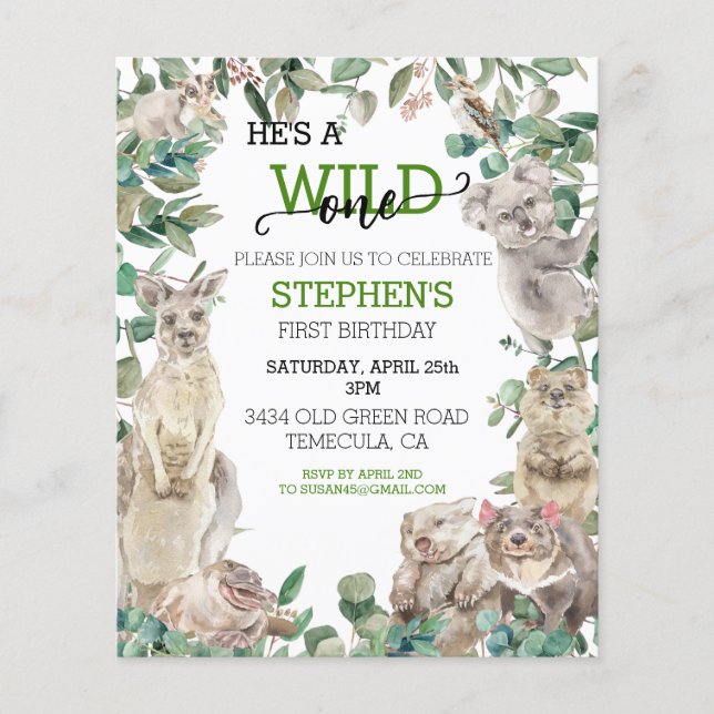 Lámina Cumpleaños Fiera Australiana Animales  (Anverso)