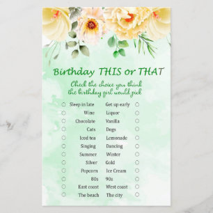 Lámina Cumpleaños Floral Este o Aquel Juego