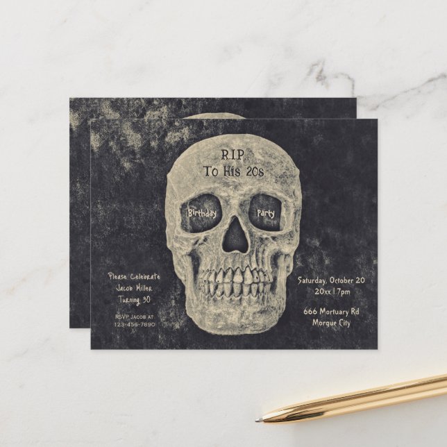 Lámina Cumpleaños gótico Beige Skull Descansa en su presu (Anverso/Reverso In Situ)