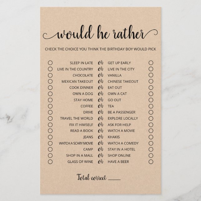 Lámina Cumpleaños Preferiría un juego editable (Anverso)