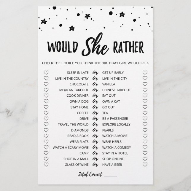 Lámina Cumpleaños Preferiría un juego editable (Anverso)