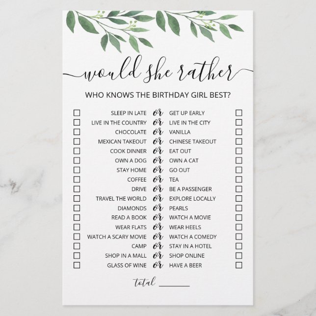 Lámina Cumpleaños Preferiría un juego editable (Anverso)