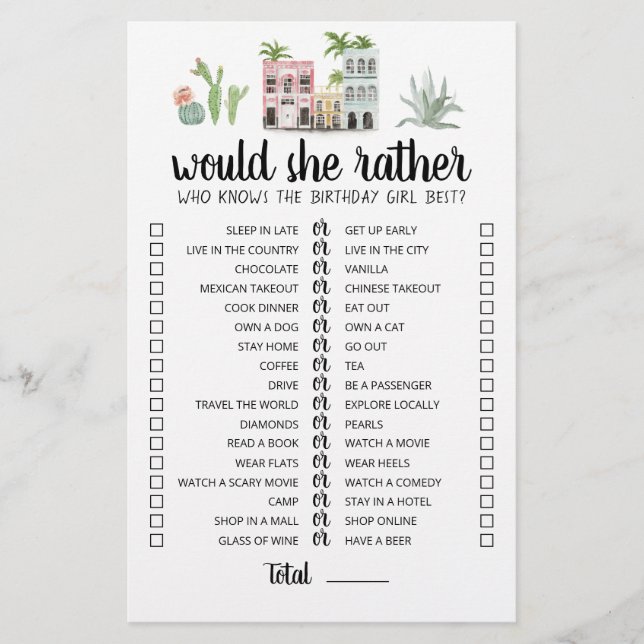 Lámina Cumpleaños Preferiría un juego editable (Anverso)