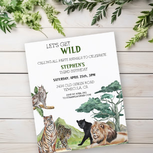 Lámina Cumpleaños Salvaje Safari Jungla Grandes Felinos L