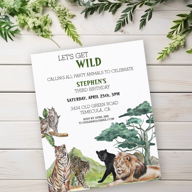 Lámina Cumpleaños Salvaje Safari Jungla Grandes Felinos L (Subido por el creador)